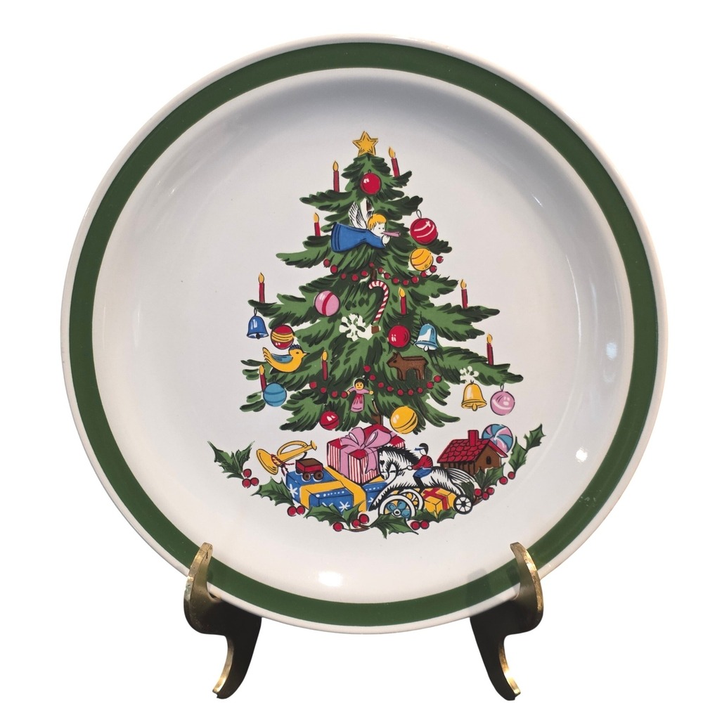 Noel Christmas Tree Salad Dessert Plates Belk's Japan Made Set of 2 7.5" Vintage